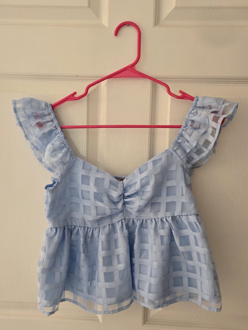Evolutionary Blue Ruffle Sleeveless Top Small